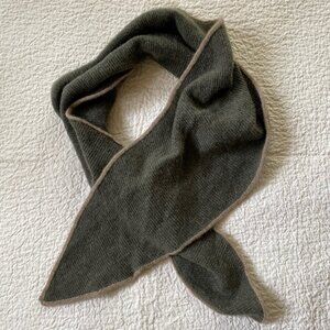 CASHMERE SHORT SCARF  GREEN/GRAY WITH TAUPE BORDER by OATS AND RICE